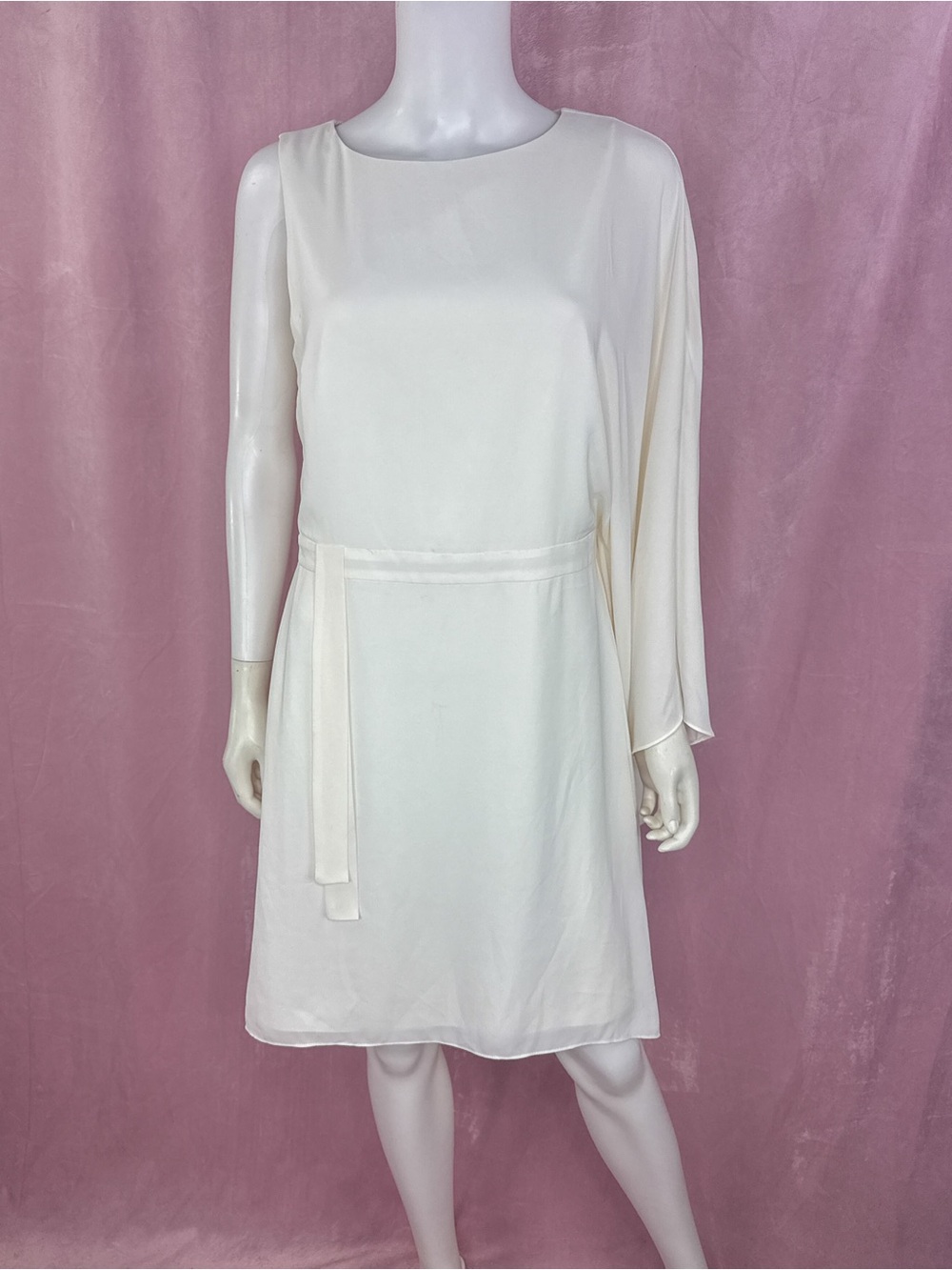 NWT Halston Heritage White Cape Dress Size 8 Crewneck A-line Wedding